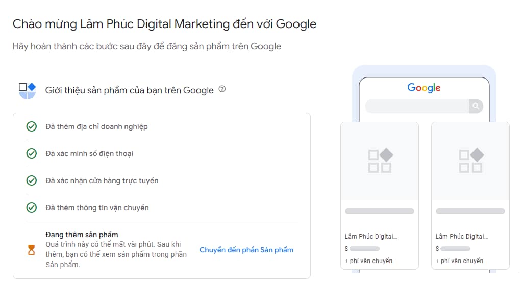 hướng dẫn cài google shopping