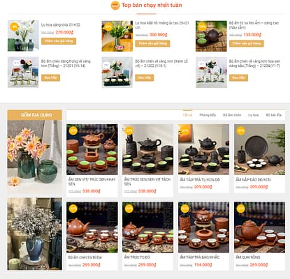 thiết kế website bán đồ gốm sứ