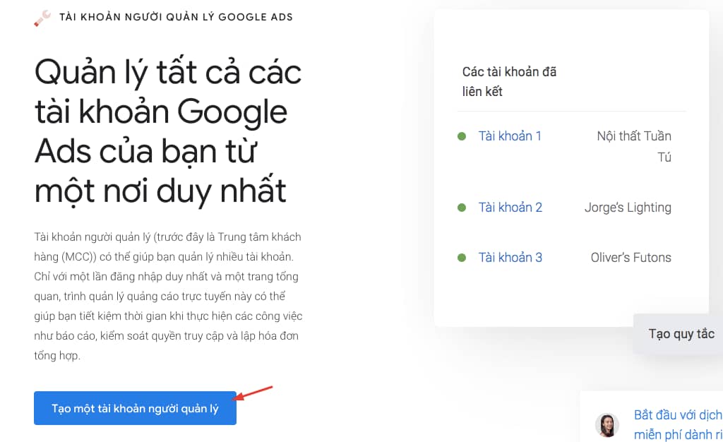 tài khoản quảng cáo Google